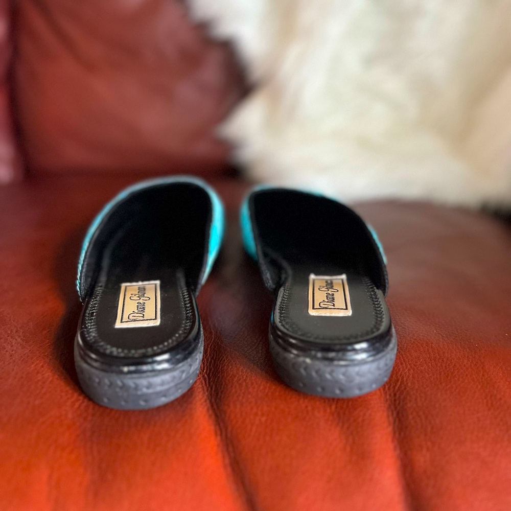 Diane Gilman Aqua Blue Sequined Slipper Flats Women’s Size 7 - Picture 7 of 8